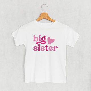 Big Sister Pink Heart Tee (Kids) POD - Apparel Ivy + Cloth Style: Toddler Tee Color: White Size: 2T