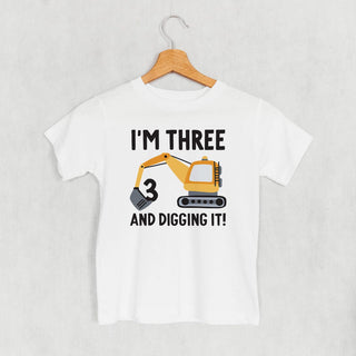 I'm 3 And Digging It Tee (Kids) POD - Apparel Ivy + Cloth Style: Toddler Tee Color: White Size: 2T