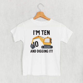 I'm 10 And Digging It Tee (Kids) POD - Apparel Ivy + Cloth Style: Youth Tee Color: White Size: YS