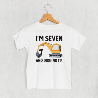 I'm 7 And Digging It Tee (Kids) POD - Apparel Ivy + Cloth Style: Youth Tee Color: White Size: YS
