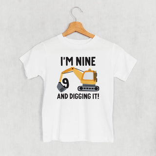 I'm 9 And Digging It Tee (Kids) POD - Apparel Ivy + Cloth Style: Youth Tee Color: White Size: YS