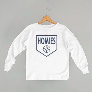 Homies Baseball Tee (Kids) POD - Apparel Ivy + Cloth Style: Toddler Long Sleeve Color: White Size: 2T