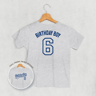 Birthday Boy Varsity #6 Tee (Kids Back Print) POD - Apparel Ivy + Cloth Style: Toddler Tee Color: Heather Size: 2T