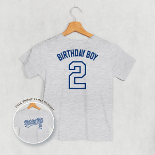 Birthday Boy Varsity #2 Tee (Kids Back Print) POD - Apparel Ivy + Cloth Style: Toddler Tee Color: Heather Size: 2T