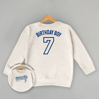Birthday Boy Varsity #7 Tee (Kids Back Print) POD - Apparel Ivy + Cloth Style: Youth Tee Color: White Size: YS