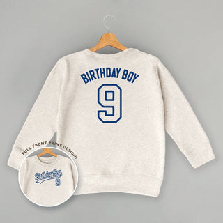 Birthday Boy Varsity #9 Tee (Kids Back Print) POD - Apparel Ivy + Cloth Style: Youth Tee Color: Light Blue Size: YS