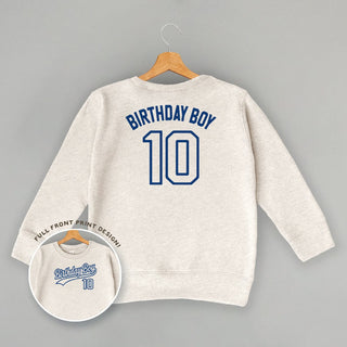 Birthday Boy Varsity #10 Tee (Kids Back Print) POD - Apparel Ivy + Cloth Style: Youth Tee Color: White Size: YS