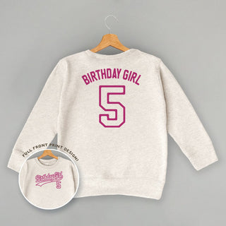 Birthday Girl Varsity #5 Tee (Kids Back Print) POD - Apparel Ivy + Cloth Style: Toddler Tee Color: White Size: 2T