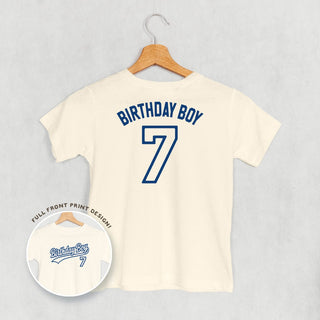 Birthday Boy Varsity #7 Tee (Kids Back Print) POD - Apparel Ivy + Cloth Style: Youth Tee Color: Natural Size: YS