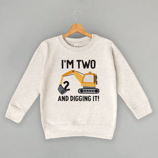 I'm 2 And Digging It Tee (Kids) POD - Apparel Ivy + Cloth Style: Toddler Crewneck Color: Natural Heather Size: 2T