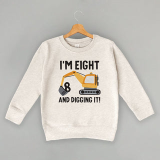 I'm 8 And Digging It Tee (Kids) POD - Apparel Ivy + Cloth Style: Youth Crewneck Color: Natural Heather Size: YS