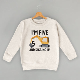 I'm 5 And Digging It Tee (Kids) POD - Apparel Ivy + Cloth Style: Toddler Tee Color: Heather Size: 2T
