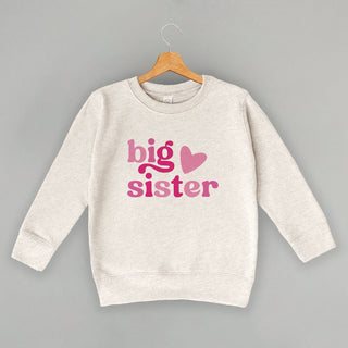 Big Sister Pink Heart Tee (Kids) POD - Apparel Ivy + Cloth Style: Toddler Crewneck Color: Natural Heather Size: 2T