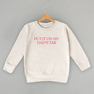 Put It On My Dad's Tab Tee (Kids) POD - Apparel Ivy + Cloth Style: Toddler Crewneck Color: Natural Heather Size: 2T