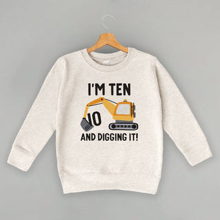 I'm 10 And Digging It Tee (Kids) POD - Apparel Ivy + Cloth Style: Toddler Crewneck Color: Natural Heather Size: 2T