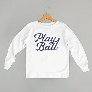 Play Ball Tee (Vintage Script Kids) POD - Apparel Ivy + Cloth Style: Toddler Long Sleeve Color: White Size: 2T