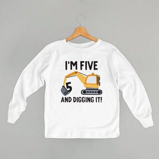 I'm 5 And Digging It Tee (Kids) POD - Apparel Ivy + Cloth Style: Toddler Tee Color: Heather Size: 2T