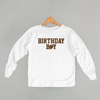 The Birthday Boy Football Tee (Kids) POD - Apparel Ivy + Cloth Style: Toddler Long Sleeve Color: White Size: 2T