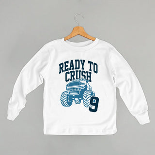 Ready To Crush 9 Tee (Kids) POD - Apparel Ivy + Cloth Style: Toddler Long Sleeve Color: White Size: 2T