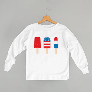 Red White & Blue Popsicles Tee (Kids) POD - Apparel Ivy + Cloth Style: Toddler Long Sleeve Color: White Size: 2T