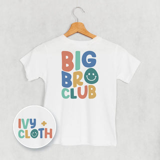 Big Bro Club Tee (Kids Back Print) POD - Apparel Ivy + Cloth Style: Toddler Tee Color: White Size: 2T