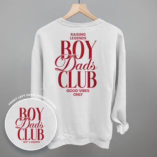 Boy Dads Club Tee (Red) (Back Print) POD - Apparel Ivy + Cloth Style: Sweatshirt Color: White Size: S