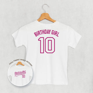 Birthday Girl Varsity #10 Tee (Kids Back Print) POD - Apparel Ivy + Cloth Style: Toddler Tee Color: White Size: 2T
