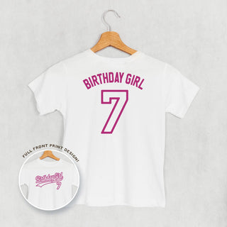Birthday Girl Varsity #7 Tee (Kids Back Print) POD - Apparel Ivy + Cloth Style: Toddler Tee Color: White Size: 2T
