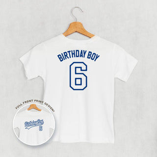 Birthday Boy Varsity #6 Tee (Kids Back Print) POD - Apparel Ivy + Cloth Style: Toddler Tee Color: White Size: 2T