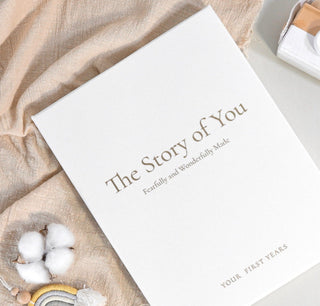 The Story of You: Fearfully and Wonderfully Made (Forest Friends) - Linen Baby Keepsake Book with Storage Box HeyPeacock