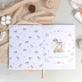 The Story of You: Fearfully and Wonderfully Made (Forest Friends) - Linen Baby Keepsake Book with Storage Box HeyPeacock