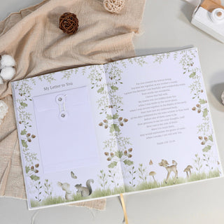 The Story of You: Fearfully and Wonderfully Made (Forest Friends) - Linen Baby Keepsake Book with Storage Box HeyPeacock