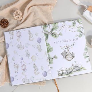 The Story of You: Fearfully and Wonderfully Made (Bear Forest) - Linen Baby Keepsake Book with Storage Box HeyPeacock