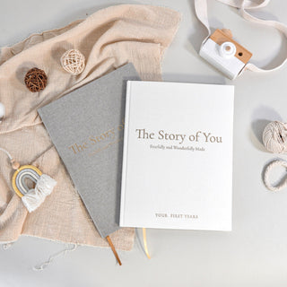 The Story of You: Fearfully and Wonderfully Made (Bear Forest) - Linen Baby Keepsake Book with Storage Box HeyPeacock