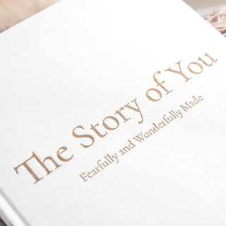 The Story of You: Fearfully and Wonderfully Made (Forest Friends) - Linen Baby Keepsake Book with Storage Box HeyPeacock
