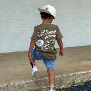 Final Track Attack Tee - Military GreenT-ShirtLITTLE RAD THINGSSize: 12/18M