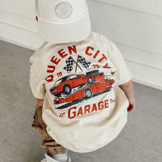 Queen City Garage Tee - Vintage CreamBaby & Toddler TopsLITTLE RAD THINGSSize: 12/18M