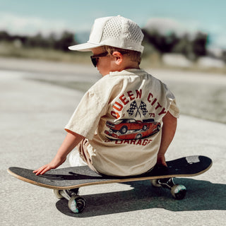 Queen City Garage Tee - Vintage CreamBaby & Toddler TopsLITTLE RAD THINGSSize: 12/18M