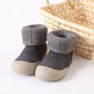 Toddler Sock Shoes with Rubber Soles | Fleece Winter Barefoot Shoes Gripper Sock Shoes ozznekshoes Size With Age: 6 - 12 Months Color: Black