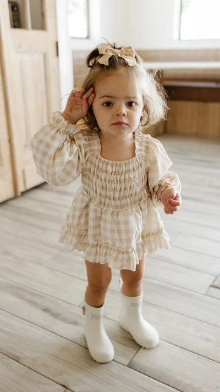 Ruffle Romper | GinghamRomperforever french babySize: Newborn