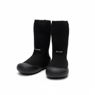 Toddler Sock Shoes with Rubber Soles | Fleece Winter Barefoot Shoes Gripper Sock Shoes ozznekshoes Size With Age: 6 - 12 Months Color: Black
