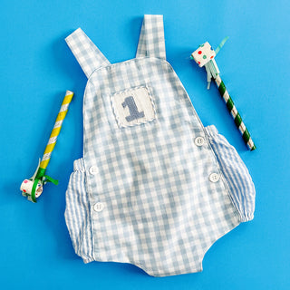 Baby Boy First Birthday Smocked Blue Birthday Bubble Boy Bubble Seven Lantern Lane Size: 12M