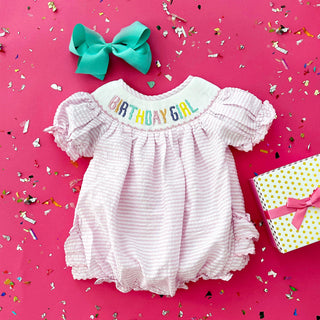 Smocked Birthday Girl Bubble Girl Bubble Seven Lantern Lane Size: 12M