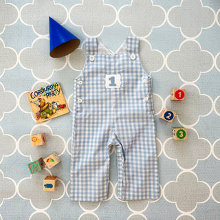 Baby Boy First Birthday Smocked Birthday Jon Jon Boy Overall Seven Lantern Lane Size: 12M