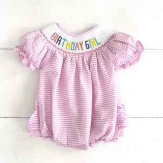 Smocked Birthday Girl Bubble Girl Bubble Seven Lantern Lane Size: 12M