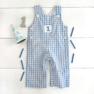 Baby Boy First Birthday Smocked Birthday Jon Jon Boy Overall Seven Lantern Lane Size: 12M