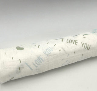 Swaddle Muslin Blanket - I LOVE YOU, Boy Newborn Gift HeyPeacock