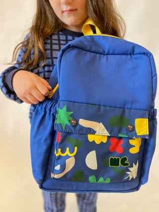 Mon Coeur Recycled Backpack Backpack Mon Coeur Size: OS Color: Navy/MC Print