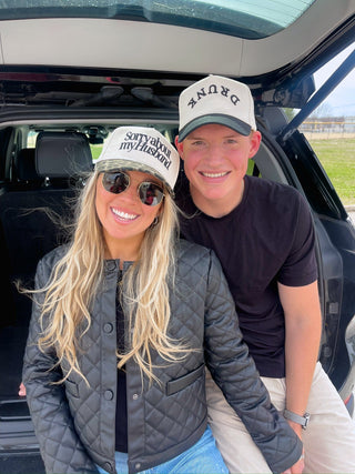Sorry about my Husband / Wife Vintage Trucker Hat Hat KenzKustomz Style: Husband- Cheetah Color: Cheetah