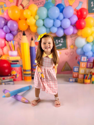 Girls Back To School Pencil Plaid Twirl Dress Bow Petals Collar Rylee Faith Designs